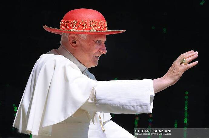 Pope Ratzinger in a ladies' hat.
